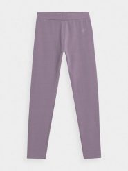 4F Legginsy dzianinowe dziewczęce 158 (12-13 lat). Fioletowe legginsy dla dziewczynek 4f, bez wzorów, z dzianiny. W wyprzedaży za 19.99 zł.