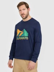 4F Longlseeve z nadrukiem męski - granatowy XXL. Niebieskie t-shirty męskie 4f, m, bez wzorów, z bawełny, biznesowe, bez kołnierzyka. Za 149.99 zł.