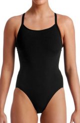 Strój do pływania menstruacyjny FUNKITA Still Black - Swim Secure Diamond Back. Czarne kostiumy jednoczęściowe damskie FUNKITA, l, bez wzorów, z elastanu, wakacyjne, do pływania. Za 249.00 zł.