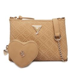 Torebka Guess. Brązowe listonoszki damskie Guess, z aplikacjami, bez dodatków. Za 239.99 zł.