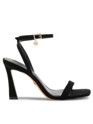 Nine West Sandały 123AL1713 Czarny. Czarne sandały damskie Nine West, bez wzorów, z materiału, bez obcasa, na słupku, bez zapięcia. Za 137.99 zł.
