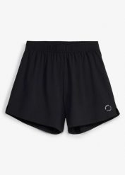 Szorty sportowe z wszytymi kolarkami, 2 w 1, szybkoschnące. Czerwone spodnie sportowe damskie bonprix, bez wzorów. Za 59.99 zł.