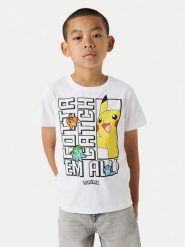 NAME IT T-Shirt Flame Pokemon 13240895 Biały Standard Fit. Białe t-shirty dla chłopców Name it, bez wzorów, z bawełny, bez ramiączek. Za 69.99 zł.