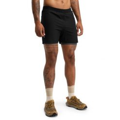Męskie krótkie spodenki do biegania w terenie 2 w 1 Trekking Siroko Overland B. Czarne krótkie spodenki sportowe męskie SIROKO, m, bez wzorów, z tkaniny, do biegania. Za 212.00 zł.