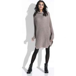 Mocca Sweter-Tunika z Półgolfem. Szare swetry damskie Molly.pl, s, bez wzorów, z dzianiny, bez kołnierzyka, bez ramiączek. Za 139.90 zł.