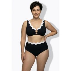 Damskie Bikini falisty brzeg miękkie miseczki regulowane ramiączka. Czarne bikini damskie Ulla Popken, plus size, bez wzorów, plus size. W wyprzedaży za 191.99 zł.