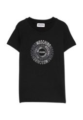 T-shirt chłopięce Moschino czarny. Czarne t-shirty dla chłopców MOSCHINO, bez wzorów, z materiału, bez ramiączek. Za 446.50 zł.