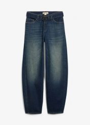 Jeansy barrel ze średnim stanem z paskiem. Niebieskie jeansy damskie bonprix. Za 169.99 zł.