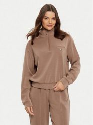 Guess Bluza V5RQ10 KCAY2 Brązowy Regular Fit. Brązowe bluzy damskie Guess, m, z aplikacjami, z syntetyku, bez kaptura. Za 229.99 zł.