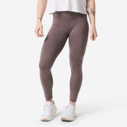 Legginsy do treningu siłowego damskie Domyos. Czarne legginsy sportowe damskie DOMYOS, l, bez wzorów, z materiału, z podwyższonym stanem, długie, na fitness i siłownię. Za 149.99 zł.