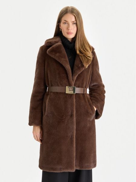 Gaudi Futro 521FD39003 Brązowy Regular Fit. Brązowe płaszcze damskie Gaudi, bez wzorów, z futra, bez kaptura. Za 1,359.00 zł.