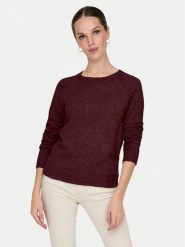 ONLY Sweter Rica 15204279 Bordowy Regular Fit. Czerwone swetry damskie Only, l, bez wzorów, z syntetyku, bez kołnierzyka, bez ramiączek, bez kaptura. Za 139.99 zł.