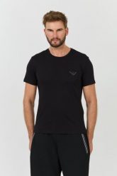 EMPORIO ARMANI Czarny męski t-shirt logo brodé, Rozmiar L. Czarne t-shirty męskie Emporio Armani, l, bez wzorów, bez kołnierzyka. W wyprzedaży za 198.99 zł.