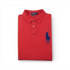 Second life - Koszulka polo męska z krótkim rękawem czerwona - Jak nowy. Czerwone buty sportowe męskie Ralph Lauren, bez zapięcia, na golfa. Za 135.32 zł.
