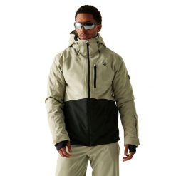 Męska Kurtka Narciarska Edge III. Czarne kurtki snowboardowe męskie Dare 2b, m, bez wzorów, z materiału, długie, z kapturem, narciarskie. Za 795.99 zł.