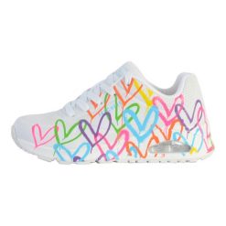Damski Obuwie Sportowe Oddychające Skechers Uno Highlight Love, Białe. Białe obuwie sportowe damskie Skechers, bez wzorów, z materiału, trekkingowe. Za 391.00 zł.
