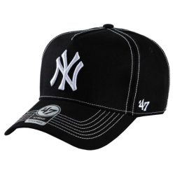 Czapka z daszkiem męska New York Yankees MLB Cap. Czarne czapki i kapelusze męskie 47 Brand, bez wzorów, z bawełny, sportowe. Za 194.50 zł.