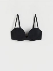 Biustonosz balconette push up - czarny. Czarne biustonosze Reserved, bez wzorów, z dzianiny. W wyprzedaży za 49.99 zł.
