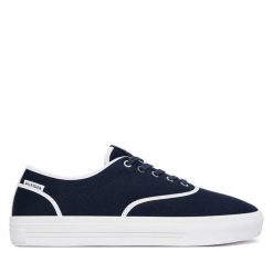 Tenisówki Tommy Hilfiger. Niebieskie trampki męskie Tommy Hilfiger, bez wzorów, bez zapięcia. Za 369.99 zł.
