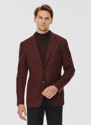 PAKO LORENTE – Brązowa gładka marynarka męska. Brązowe marynarki męskie Pako Lorente, bez wzorów, z elastanu, casualowe. Za 399.99 zł.