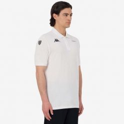 Polo Peugeot Sport Barli. Białe koszulki sportowe męskie Kappa, m, bez wzorów, bez kołnierzyka, bez ramiączek. Za 308.50 zł.