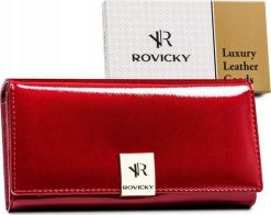 Rovicky Duży, pojemny portfel damski ze skóry lakierowanej na zatrzask — Rovicky. Portfele damskie ROVICKY, bez wzorów, ze skóry. Za 175.39 zł.