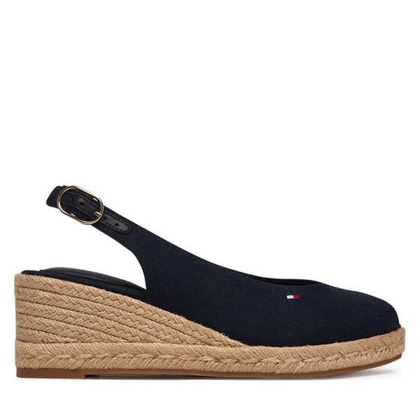 Espadryle Tommy Hilfiger. Niebieskie sandały damskie Tommy Hilfiger, bez wzorów, bez obcasa, bez zapięcia. Za 280.99 zł.
