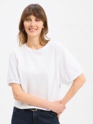 Drykorn Koszulka - Aurati Kobiety Materiał dresowy biały, S. Białe koszulki sportowe damskie DRYKORN, s, bez wzorów, z bawełny, bez kołnierzyka, bez ramiączek. Za 379.95 zł.