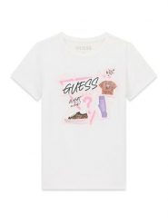 Guess Kids Tank top 183022 Biały Classic Fit. Białe t-shirty i topy dla dziewczynek Guess Kids, z aplikacjami, bez ramiączek. Za 84.99 zł.