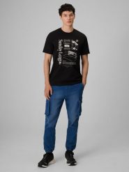 4F Spodnie casual cargo męskie - denim L. Spodnie materiałowe męskie 4f, l, bez wzorów, z denimu, casualowe. Za 199.99 zł.