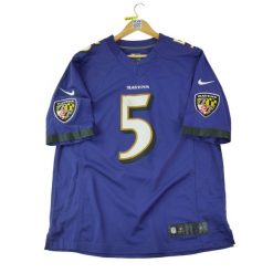 Second life - Męska koszulka NFL Baltimore Ravens - Stan dobry. Fioletowe koszulki sportowe męskie Nike, m, bez wzorów, bez kołnierzyka, bez ramiączek, do piłki nożnej. Za 126.86 zł.