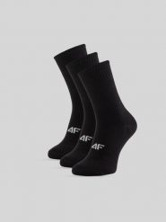 4F Skarpetki długie (3-pack) męskie - czarne 39-42. Czarne skarpety męskie 4f, bez wzorów, z bawełny. Za 59.99 zł.