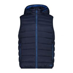 Kurtka bez rękawów z kapturem CMP Snaps. Niebieskie kurtki sportowe męskie CMP, m, bez wzorów, z puchu, narciarskie. Za 386.70 zł.