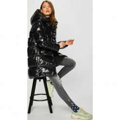 Tommy Hilfiger - Kurtka puchowa. Szare kurtki damskie Tommy Hilfiger, z materiału. Za 1,499.00 zł.