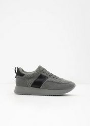 Sneakersy na platformie. Szare obuwie sportowe damskie bonprix, bez wzorów. Za 149.99 zł.