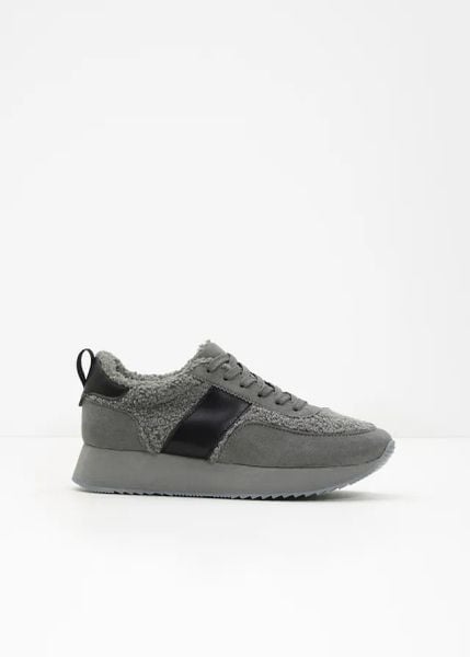 Sneakersy na platformie. Szare obuwie sportowe damskie bonprix, bez wzorów. Za 149.99 zł.