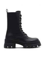 Jenny Fairy Trzewiki LONE HY8757-8 Czarny. Czarne botki damskie Jenny Fairy, z syntetyku, bez obcasa, na płaskiej podeszwie, bez zapięcia. Za 179.99 zł.