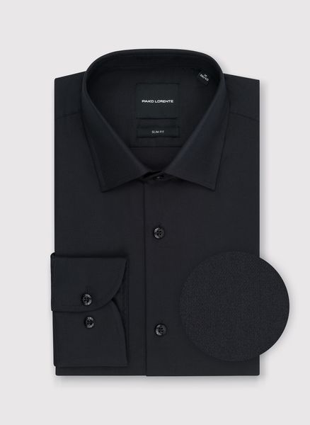 PAKO LORENTE - Czarna koszula męska. Czarne koszule męskie Pako Lorente, m, bez wzorów, z bawełny, bez kołnierzyka, bez ramiączek. Za 299.99 zł.