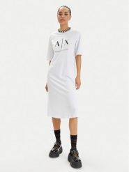 Armani Exchange Sukienka codzienna 3DYA79 YJ3RZ 1000 Biały Relaxed Fit. Białe sukienki damskie Armani Exchange, na co dzień, xs, bez wzorów, z bawełny, bez kołnierzyka, bez ramiączek, proste. Za 389.99 zł.