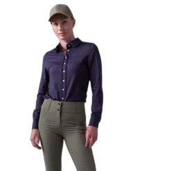 Damska koszula jeździecka z długim rękawem PS of Sweden Rebecca. Niebieskie koszule damskie PS OF SWEDEN, xl, bez wzorów, z bawełny, eleganckie, bez kołnierzyka, bez ramiączek. Za 455.65 zł.