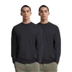 T-shirt Męski Z Długim Rękawem Basic 2pak. Czarne t-shirty męskie Urban Classics, m, bez wzorów, sportowe, bez kołnierzyka. Za 121.99 zł.