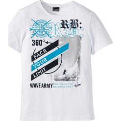 T-shirt Slim Fit bonprix biały. T-shirty męskie marki bonprix, z nadrukiem. Za 27.99 zł.