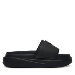Klapki KARL LAGERFELD. Czarne klapki damskie KARL LAGERFELD, bez wzorów, bez obcasa. Za 484.99 zł.
