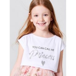 Dziewczęca koszulka z błyszczącą aplikacją little princess - Biały. T-shirty damskie marki Mohito. W wyprzedaży za 19.99 zł.