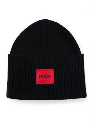 HUGO Czapka Xaff 50496011 Czarny. Czarne rękawiczki męskie Hugo, na zimę, bez wzorów, z wełny. Za 279.99 zł.
