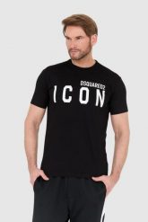 DSQUARED2 Czarny t-shirt męski z dużym logo icon. Czarne t-shirty męskie Dsquared2, l, bez wzorów, bez kołnierzyka. W wyprzedaży za 899.99 zł.