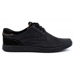 KOMODO Buty męskie Casual 848 czarne. Czarne półbuty na co dzień męskie na jesień, z jeansu, casualowe, bez zapięcia. Za 367.89 zł.
