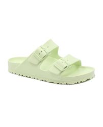 Klapki damskie Birkenstock Arizona Eva. Zielone klapki damskie Birkenstock, bez wzorów, z materiału, klasyczne, bez obcasa. Za 328.00 zł.