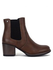 Clara Barson Botki CEO-WS15221-02 Brązowy. Brązowe botki damskie Clara Barson, z materiału, bez obcasa, na słupku, bez zapięcia. Za 149.99 zł.