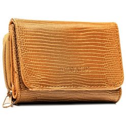 Mały, brązowy portfel damski ze skóry ekologicznej zamykany na suwak i zatrzask 4U Cavaldi A-206L-BL. Brązowe portfele damskie 4U Cavaldi, bez wzorów, ze skóry ekologicznej. Za 29.99 zł.